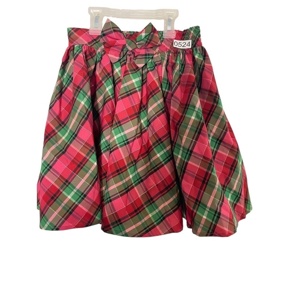 OshKosh Skirt Girls Size 10 Red Green Plaid‎ Tartan Bow Holiday Swing